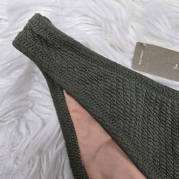 NWT J. Crew Textured curved-waist cheeky bikini bottom Size S Green BC050 - Picture 3 of 10
